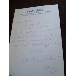 Camille Coduri Signed Letter (Doctor Who)