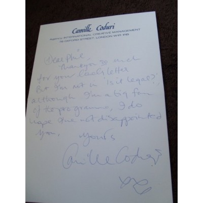 Camille Coduri Signed Letter (Doctor Who)