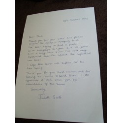 Judith Scott Signed Letter (Midsomer Murders)