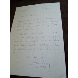 Julian Curry Signed Letter (Rumpole of the Bailey)