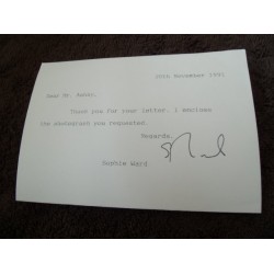 Sophie Ward Signed Note (Heartbeat; Holby City)