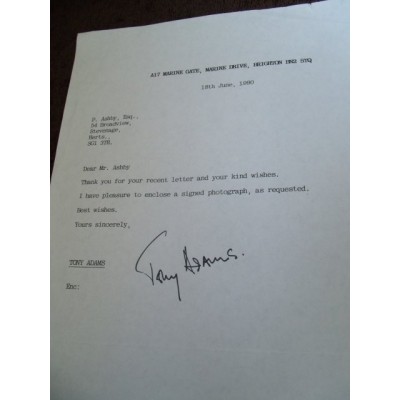 Tony Adams Signed Letter (Crossroads)