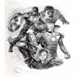 Jonathan Wood pencil drawing - The Avengers