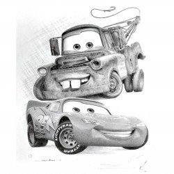 Jonathan Wood pencil drawing - Cars Movie