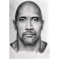 Jonathan Wood pencil drawing - The Rock/Dwayne Johnson 