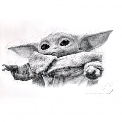 Jonathan Wood pencil drawing - Yoda