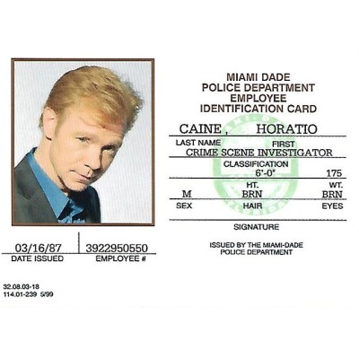 David Caruso Character ID Card (CSI: Miami)