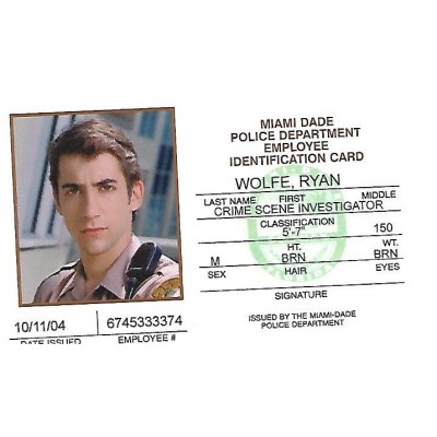 Jonathan Togo Character ID Card (CSI: Miami)