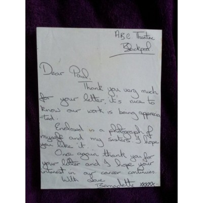 Bernie Nolan Signed Letter