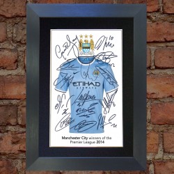 Manchester City team Pre-Printed Autograph (2014 Premier League winners)