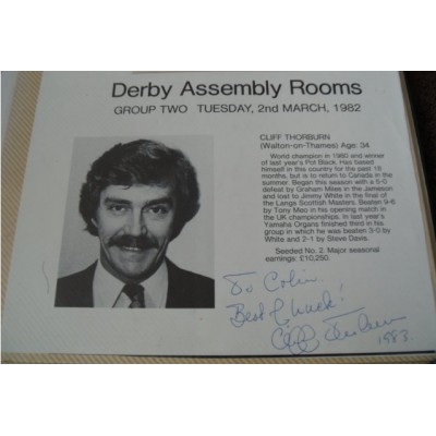 Cliff Thorburn dedicated autograph