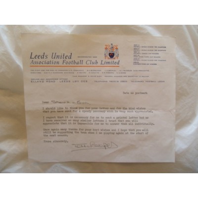 Terry Cooper Signed Leeds United Document