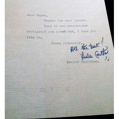 Leslie Crowther Signed Letter (The Price is Right)