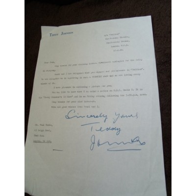 Teddy Johnson Signed Letter