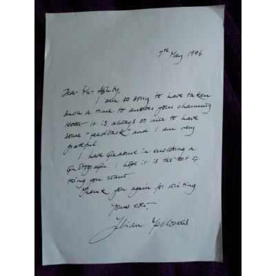 Julian Fellowes Signed Letter (Downton Abbey; Gosford Park)
